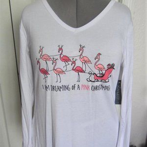 Flamingo Christmas Shirt--I Am Dreaming of a Pink Christmas--L/S--Sz M, L--NWT